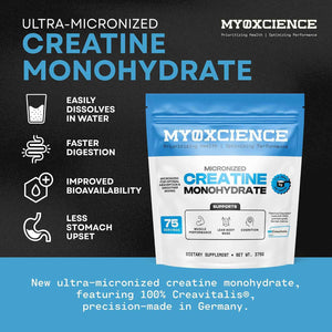 MYOXCIENCE Micronized Creavitalis Creatine - The World’s Purest Micronized Form of Creatine Monohydrate - Supports Muscle Performance, Lean Body Mass, & Cognition - 75 Servings