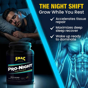 SNAC Pro-Night Protein Powder Blend - Quality Protein Powder for Men and Women, Nighttime Recovery, High Protein Supplement, Supports Muscle Repair, 26g Protein per Serving, Chocolate Flavor, 1.6 lbs