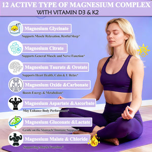 Magnesium 12 in 1 Complex 1000mg Supplement for Women & Men, High Absorption Liquid Magnesium W/Glycinate Citrate Malate Taurate Oxide Aspartate Orotate, Calm Magnesium for Sleep Muscle Heart Support GLOVVUUP buy supplements Au