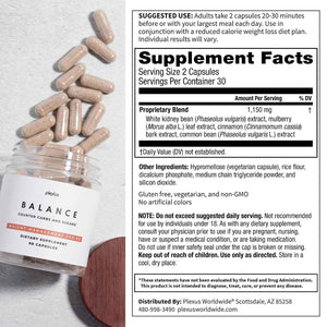 Plexus Balance - Supports carbohydrate metabolism & gradual digestion. White kidney bean & mulberry leaf extract. Gluten free, non-GMO