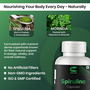 CHARMSVEDA Spirulina Capsules with Moringa – Herbal Immune Support* – 60 Vegan Capsules CHARMSVEDABuy Supplements Australia