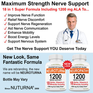 Neuroturna Support Supplement with 1200 mg Pure Alpha Lipoic Acid - Maximum Strength Formula with ALA + Vitamins + Minerals + Herbs - Best Natural Support - 180 Capsules NuturnaBuy Supplements Australia