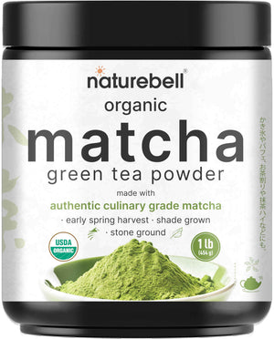 Organic Matcha Green Tea Powder, 1 Pound - Unsweetened with Zero Sugar, Culinary Grade, Potent Early Spring Leaf Harvest, Fine Stone Ground - Vegan, All Purpose, Great for Matcha Latte