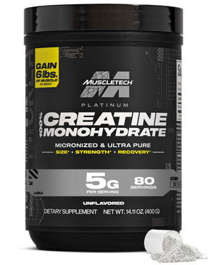 MuscleTech Creatine Monohydrate Powder, Platinum Pure - Unflavored Micronized Creatine for Men & Women - Workout Supplements for Performance, Muscle Recovery & Builder