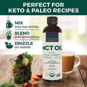 Viva Naturals Organic MCT Oil, 16 fl oz - MCT Oil for Coffee, USDA Organic, Non-GMO, Paleo Certified & Keto Friendly, Supports Energy & Mental Clarity