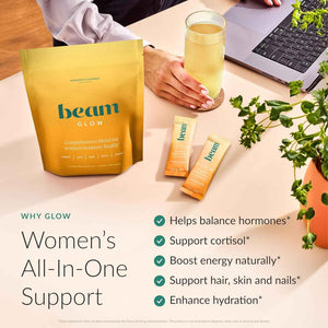 BEAM Glow, Summer Variety Pack, Hormone Support & Cortisol Supplement for Women, Pineapple, Peach Mango and Watermelon