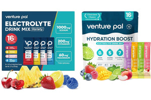 Venture Pal Sugar-Free Electrolyte Powder Combo Pack - Daily Hydration & High Sodium Electrolyte Mix - Zero Calories - 32 Sticks Total