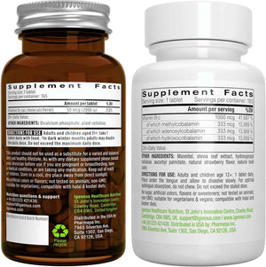 Daily Vitamin D3 + Super B12-Complex, Vegetarian Bundle, 365 2000iu Vitamin D3 Tablets + High Absorption Sublingual B12, by Igennus