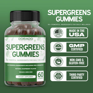 Supergreens Gummies (60 Count) Daily Greens Gummies - Greens Supplements with 8 Ingredient Power Blend - Superfood for Immunity Support for Adults - Third Party Tested, Vegan & USA Made (Pack of 2) DORADO NUTRITION buy supplements Au
