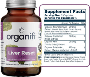 Organifi - Liver Reset - Liver Detox - Digestive and Immune Support - Promotes Cellular Energy Production, 30 Capsules