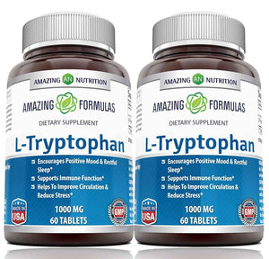 Amazing Formulas L-Tryptophan 1000mg Tablets Supplement - Non-GMO - Gluten Free - Made in USA (240 Count)