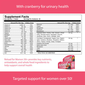 Reload! Women’s 50+ Multivitamin, Multimineral & Antioxidant – with Resveratrol, Acai, Lutein, Cranberry, Pomegranate & 25 Fruits & Vegetables – Once Daily Tablets – 30 Count Reload!Buy Supplements Australia