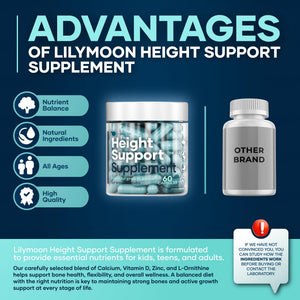 Height & Bone Support Supplement - Premium Height Growth Supplement for Kids & Teens with Calcium - Nutritional Support Bone Health Formula - Height Increase Essential Vitamins - 60 Caps LM LILYNUTRAMOON buy supplements Au