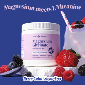 Magnesium Glycinate Powder + L-Theanine | 60 Servings | 300 mg per Scoop High Absorption Chelated Magnesium Powder for Sleep - Natural Mixed Berry Flavor, No Sugar, Support Restful Sleep & Relaxation Nuven NaturalsBuy Supplements Australia