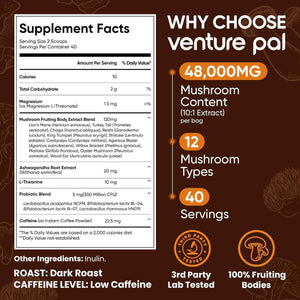 Venture Pal Ceremonial Grade Mushroom Matcha Powder + Mushroom Coffee - Focus, Energy & Digestion - Vegan