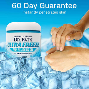 Ultra Freeze Dr Pat's Pain Relief Cream (9oz) - Muscle Rub Gel for Arthritis, Neuropathy, Foot & Joint - Cooling Sports Massage for Back, Shoulder & Knee - Menthol Analgesic for Neck & Body