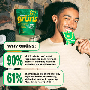 Gruns Adults Super Greens Gummies, Multivitamin Superfood Gummy Bears, Spirulina, Chlorella, Prebiotics & Fiber Gummies for Digestive Health, Adaptogens Supplement, 20 Vitamins & Minerals, 10 Count Grüns buy supplements Au