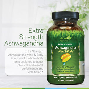 Irwin Naturals Extra Strength Ashwagandha - 60 Liquid Softgels - Helps Boost Physical & Mental Performance - with Turmeric & Milk Thistle Irwin NaturalsBuy Supplements Australia