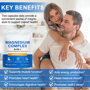 8-in-1 Magnesium Complex Supplement 90 Count, Magnesium Complex Capsules with Magnesium Glycinate, Citrate, Malate, Taurate, Easy Absorption for Sleep, Muscle Relaxation, Nerve & Heart Health, Energy BOIUOITI buy supplements Au