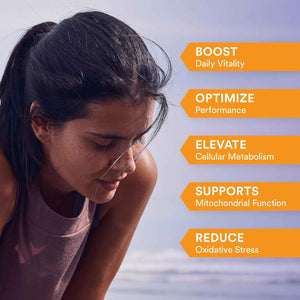 MitoQ Longevity Cellular Water Daily Powdered Drink Mix Natural Orange Flavor - Mitochondria-targeted Antioxidant - Cell Energy and Metabolism for Better Aging (Orange, 30 Packets)