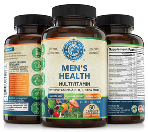 Whole World Wellness Mens Daily Multivitamin Multimineral Supplement for Energy, Focus, Stamina & Performance. Made for Men with 30+ Nutrients, Fruit & Energy Blend. Mens Vitamins, Made in The USA.