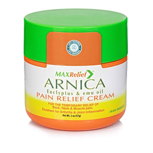 MaxRelief Arnica Montana Pain Cream - Advanced Formula for Deep Relief - Soothe Knee, Joint & Muscle Pain - Reduce Swelling, Joint Inflammation Fibromyalgia & Plantar Fasciitis Relief - Emu Oil 2oz