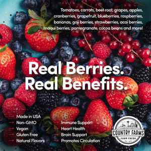 COUNTRY FARMS Super Reds, Energizing Polyphenol Superfood, 48 Super Fruits and Berries, Powerful Antioxidants and Polyphenols, Supports Energy, 20 Servings, Mixed Berry Flavor Country FarmsBuy Supplements Australia