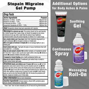 Stopain Migraine Pain Relief Gel Pump, 1.62oz, USA Made, Max Strength Fast Acting Research Proven Topical Effective at Any Stage, No Known Side Effects or Drug Interactions, HSA FSA Approved Products
