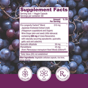 Reserveage Beauty, Resveratrol 500 mg with Pterostilbene, Antioxidant Supplement for Immune Support & Heart Health, Supports Healthy Aging