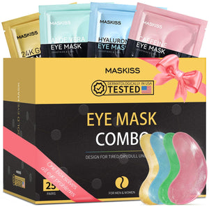 Maskiss 25 Pairs 24K Gold and Caffeine Under Eye Patches - Luxury Gold Eye Mask for Party Recovery