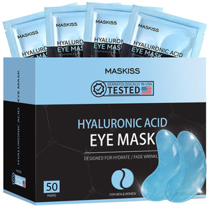 Box of 50 Pairs Maskiss Hyaluronic Acid Under Eye Patches - Blue Bulk Pack for Daily Eye Treatment