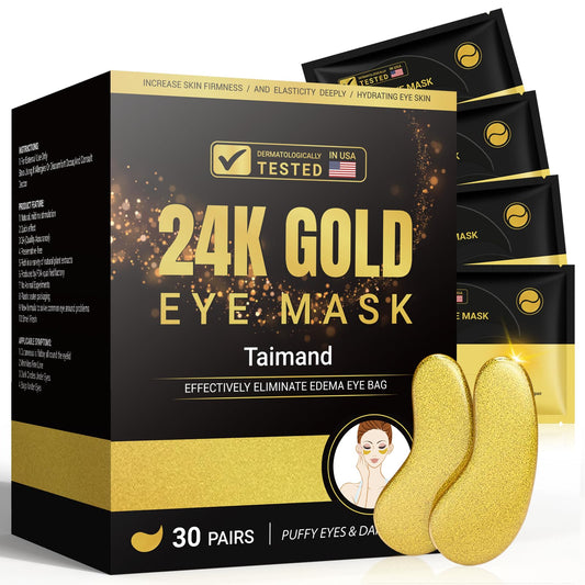 30 Pairs of 24K Gold and Collagen Under Eye Patches for Brightening and Anti-Aging