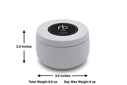 Rosbas Candle, Fraser Fir Scented, Natural Soy Wax, White Metallic Tin, 6 oz, Cotton Wick, Long Burn Time
