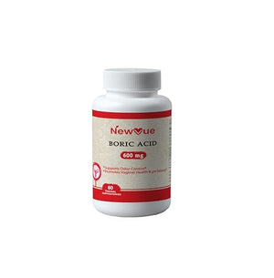 NewVue Boric Acid Vaginal Suppositories (600mg, 60 Count) Supports Vaginal pH Balance, Odor Control (USP Medical Grade Fine Powder, Easy Dissolve, Third Party Tested, Made in USA)