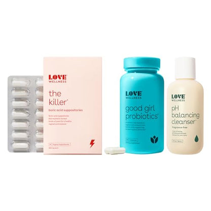 Love Wellness The Killer, Good Girl Probiotics, pH Balancing Cleanser | Boric Acid Suppositories