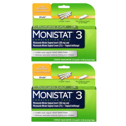 Monistat 3 Vaginal Antifungal Combination Pack - 3 Each, Pack of 2