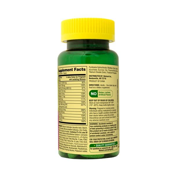 Prenatal Multivitamin/Multimineral Tablets Dietary Supplement, 100 Count Spring Valley