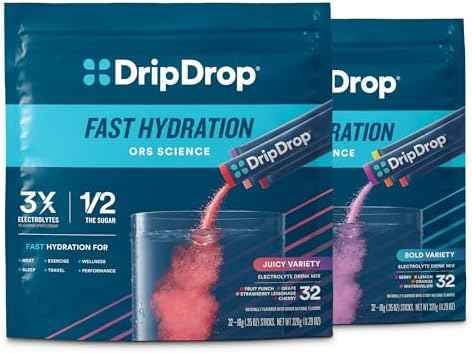 DripDrop Hydration Bold & Juicy Variety Bundle Electrolyte Packets, 64 Ct - Grape, Fruit Punch, Strawberry Lemonade, Cherry, Watermelon, Berry, Lemon, Orange; Single Serve Powder Drink Mix