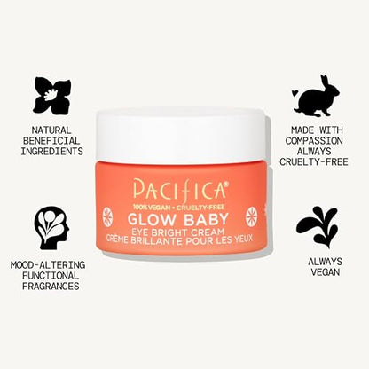 Pacifica Glow Baby Brightening Eye Cream - Vitamin C & Caffeine-Infused Treatment for Dark Circles & Puffiness (0.5 oz)
