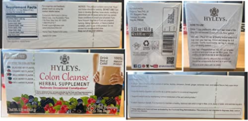 Hyleys Colon Cleanse Tea Assorted Flavors - 42 Tea Bags (1 Pack)