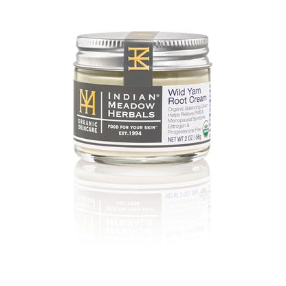 Indian Meadow Herbals Wild Yam Root Cream (2oz) - Organic Balancing Cream for PMS & Menopause Relief
