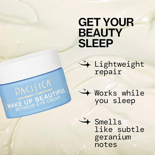 Pacifica Wake Up Beautiful Retinoid Eye Cream - Anti-Aging Night Treatment with Melatonin & Mushrooms for Dark Circles (0.5 fl. oz)