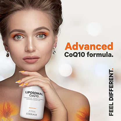 Codeage Liposomal CoQ10 Supplement - Vitamin E Isomers Tocopherols - 125mg Coenzy