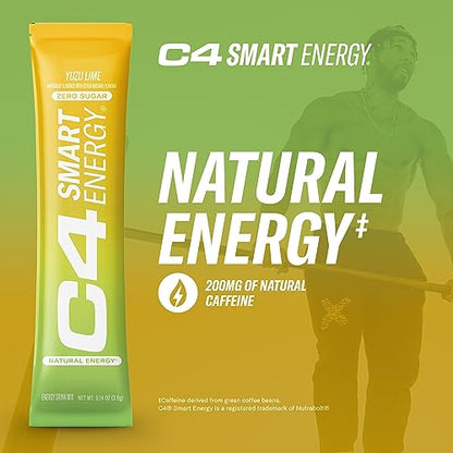 C4 Smart Energy Powder Stick Packs - Sugar Free Performance Fuel & Nootropic Brain