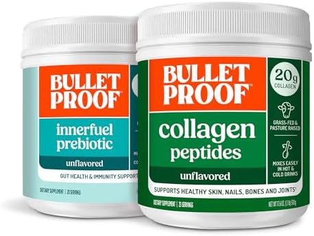 Bulletproof Duo Kit - Collagen Peptides Protein Powder for Skin, Bones and Joints - 18g Protein, 17.6 Oz & InnerFuel Prebiotic Fiber Powder for Gut, Gas Relief, Digestive Health and Immune Support