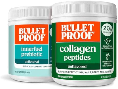Bulletproof Duo Kit - Collagen Peptides Protein Powder for Skin, Bones and Joints - 18g Protein, 17.6 Oz & InnerFuel Prebiotic Fiber Powder for Gut, Gas Relief, Digestive Health and Immune Support