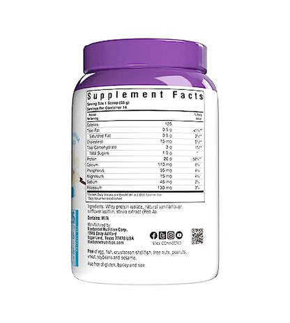 Bluebonnet Nutrition Whey Protein Isolate Powder, 14 Serving, Vanilla, 1 lb
