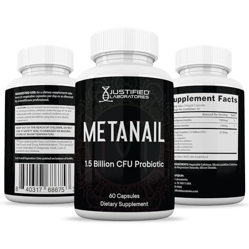 Justified Laboratories (2 Pack) Metanail 1.5 Billion CFU Probiotic Nail Support 120 Capsules