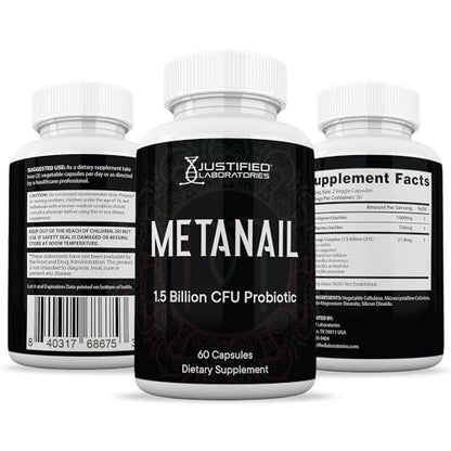 Justified Laboratories (2 Pack) Metanail 1.5 Billion CFU Probiotic Nail Support 120 Capsules