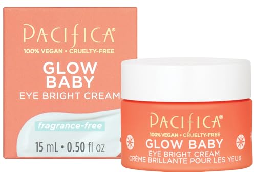 Pacifica Glow Baby Brightening Eye Cream - Vitamin C & Caffeine-Infused Treatment for Dark Circles & Puffiness (0.5 oz)